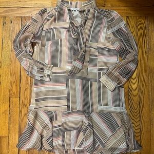 NWOT!! LOFT Chic Plaid Long-Sleeve Dress